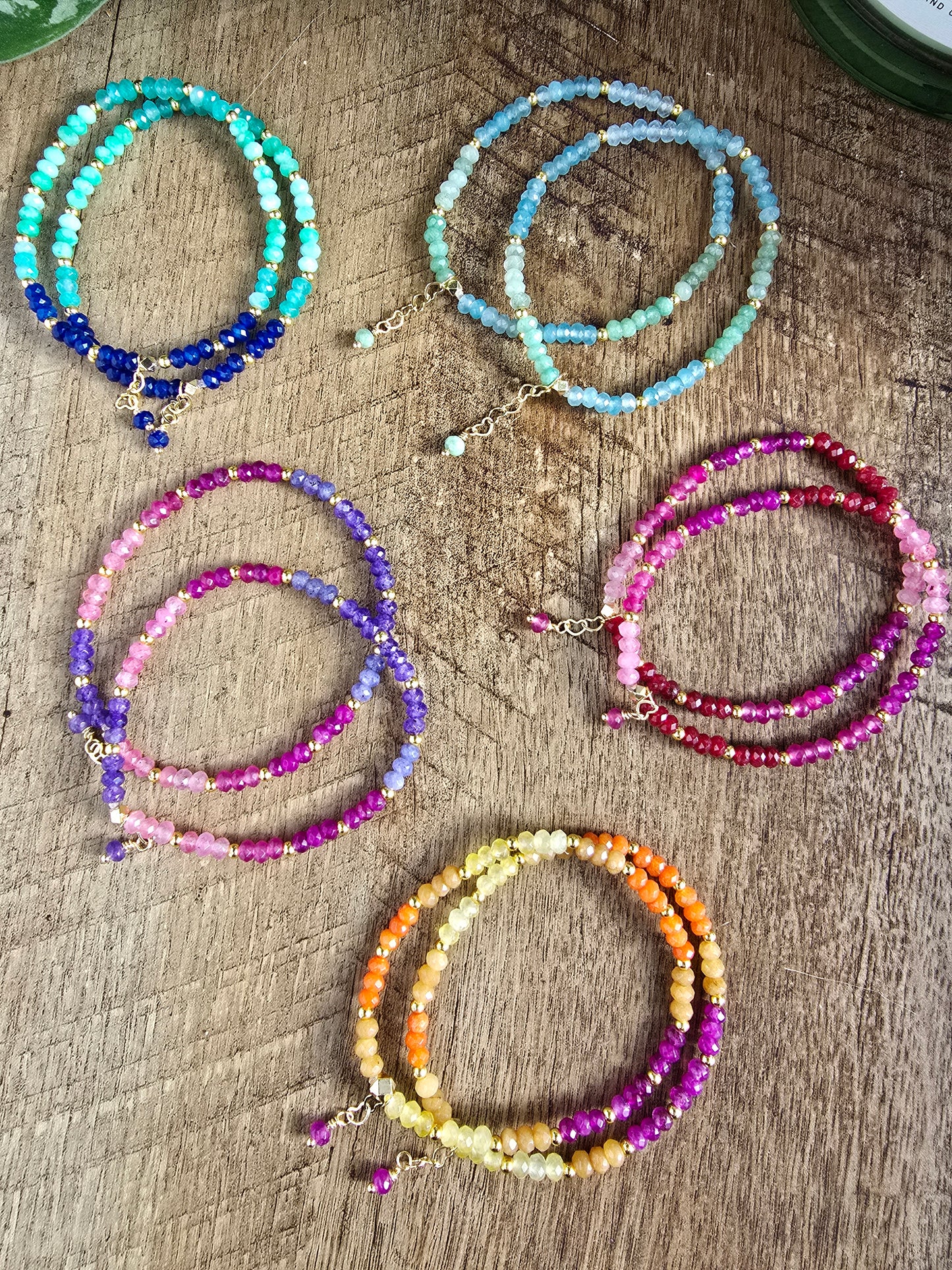 Rainbow Dainty Micro-Faceted Gemstone Collection Bracelet My Store