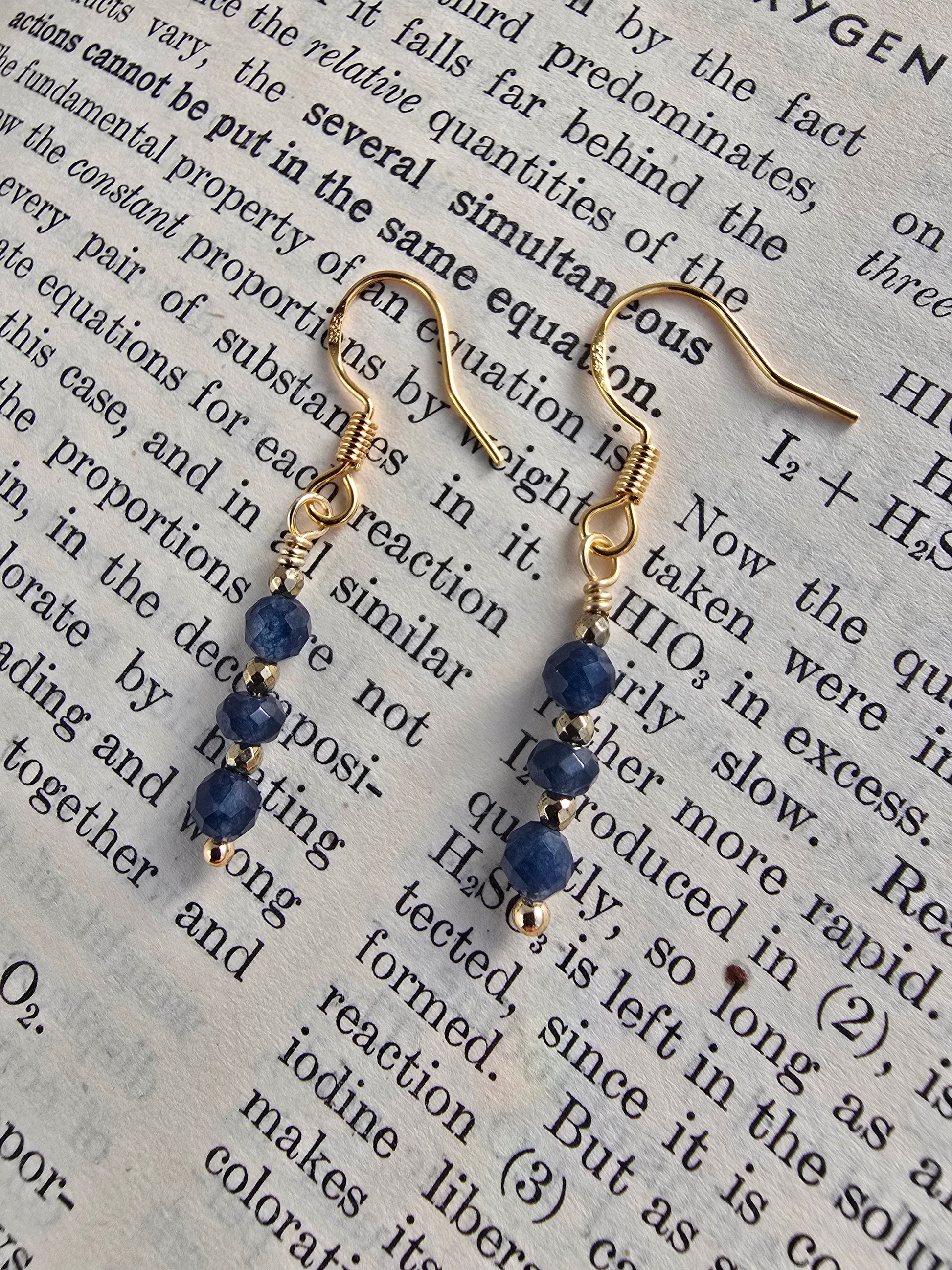 Sapphire & Hematite Mini Drop Earrings Sacred Sol Design