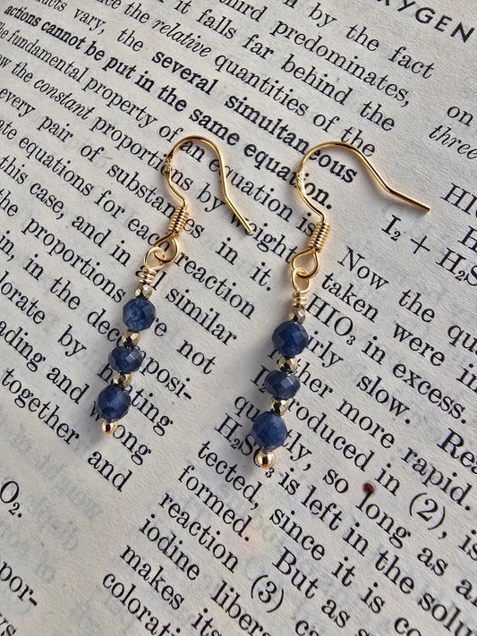 Sapphire & Hematite Mini Drop Earrings Sacred Sol Design