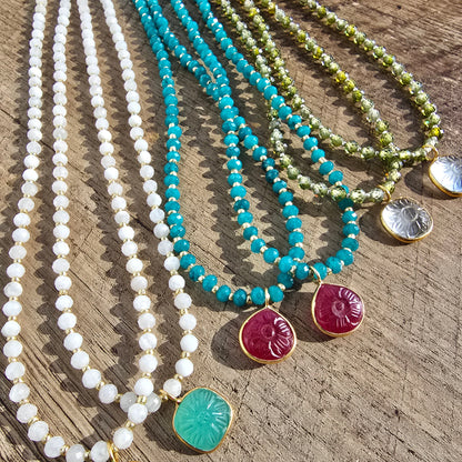Moonstone & Blue Chalcedony Accent Necklace Sacred Sol Design