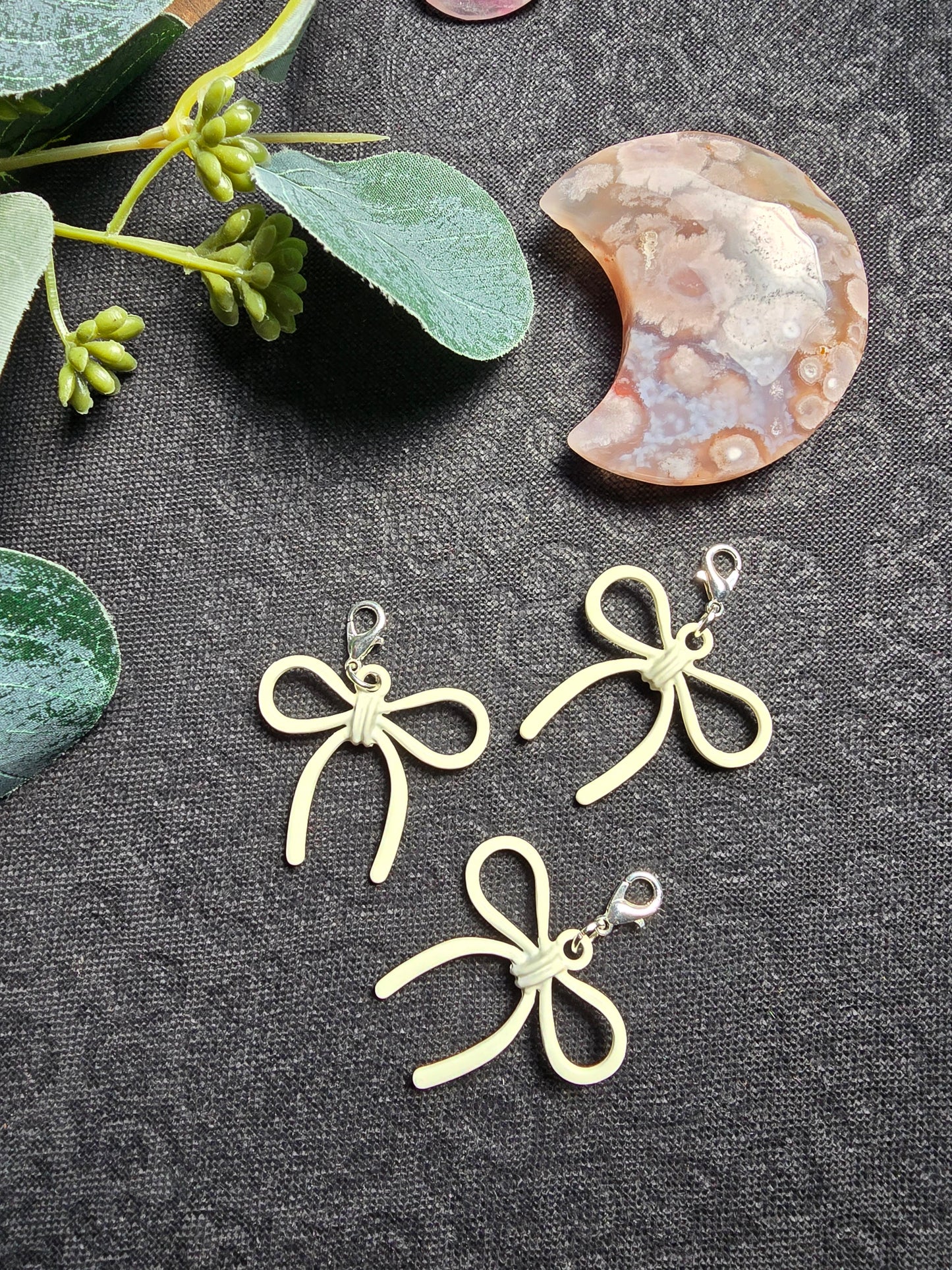 Macaron Bow Charm | Enamel White Cute Fashion Accessory Clip My Store