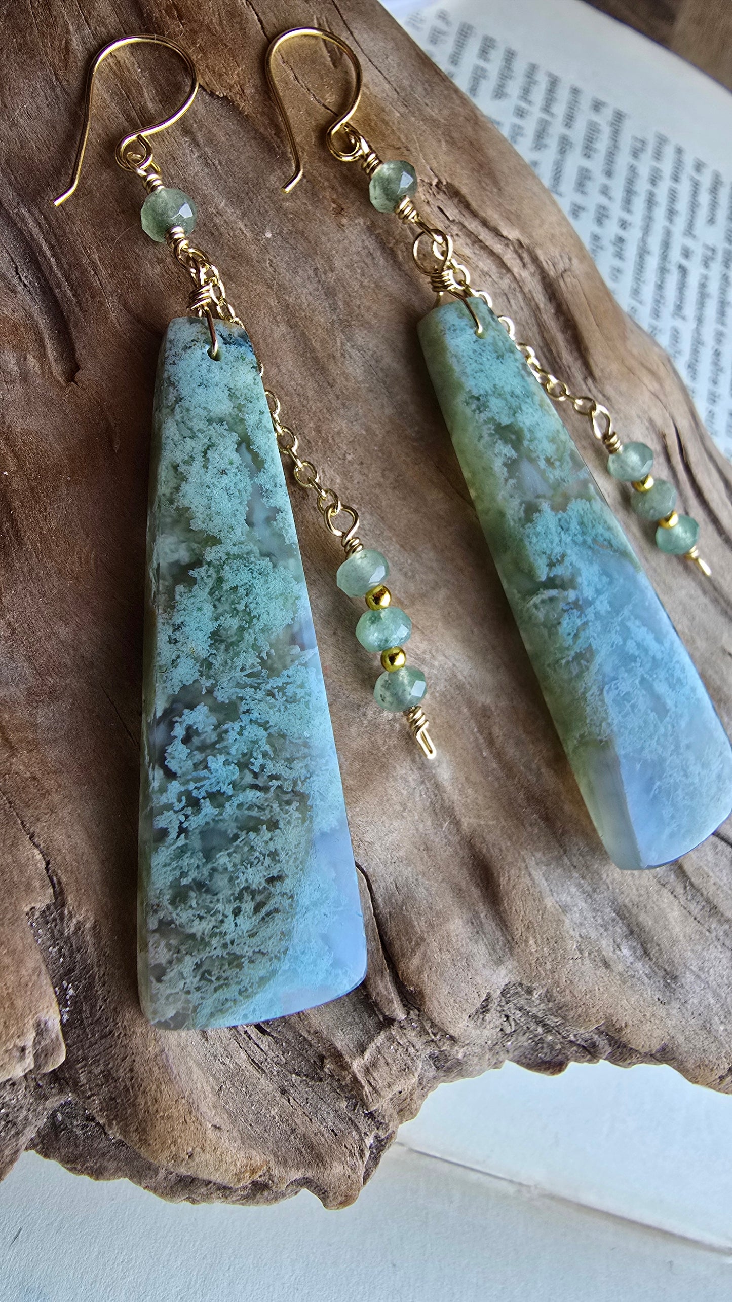 Moss Agate & Green Aventurine Statement Earrings Sacred Sol Design