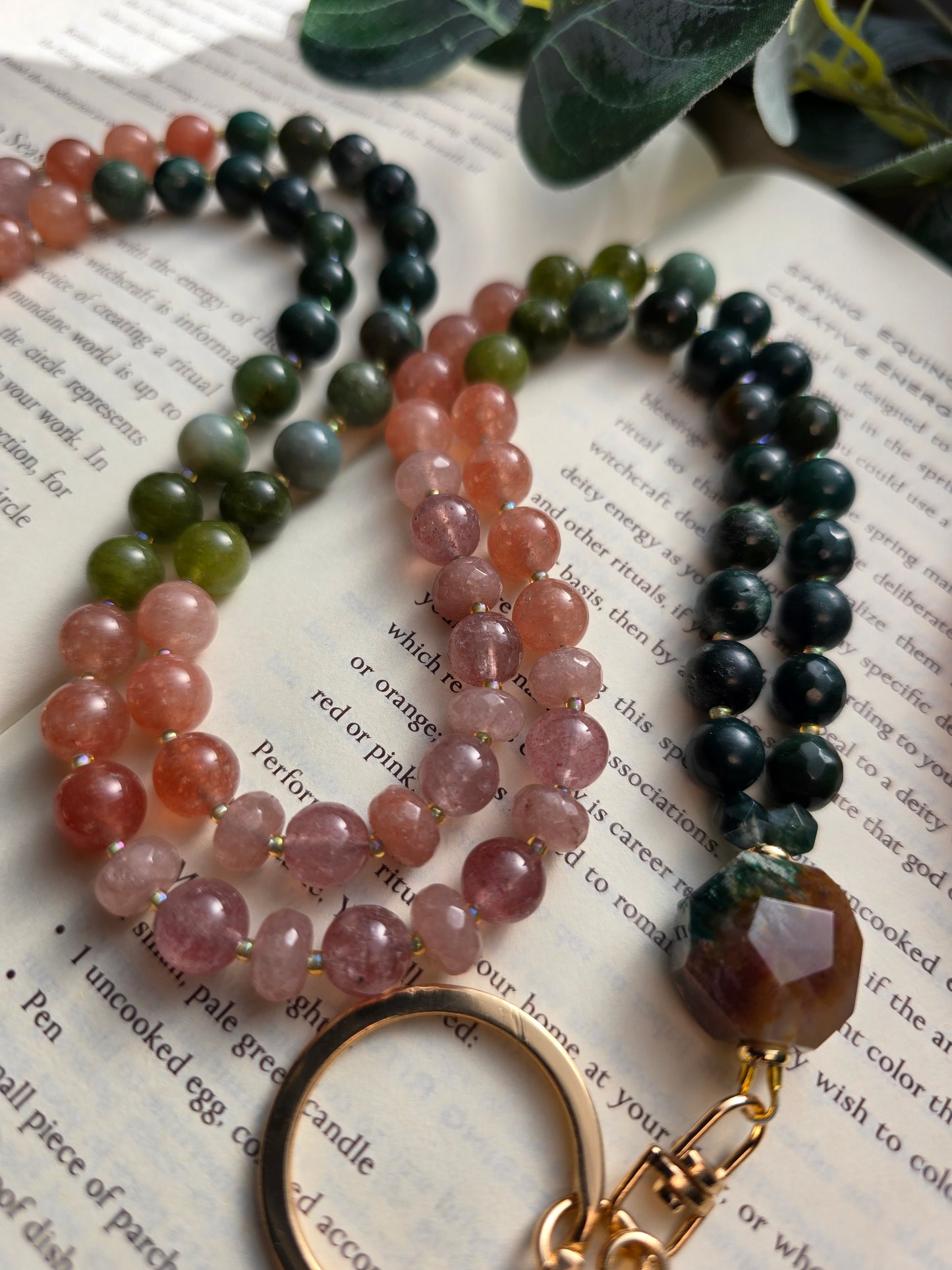 Sunrise Joy Mala Style Lanyard | Sunstone, Agate & Jade | Colorful Beaded Lanyard Sacred Sol Design