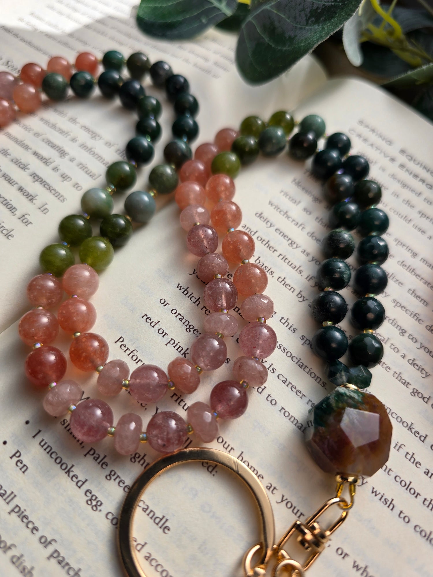 Sunrise Joy Mala Style Lanyard | Sunstone, Agate & Jade | Colorful Beaded Lanyard Sacred Sol Design