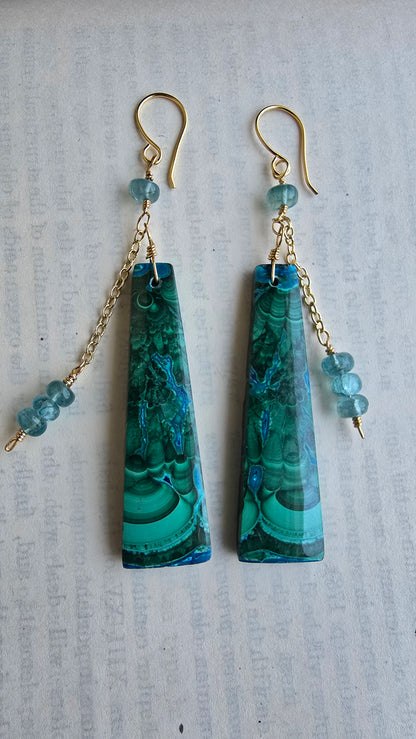 Ocean Current | Chrysocolla & Malachite Statement Earrings Sacred Sol Design