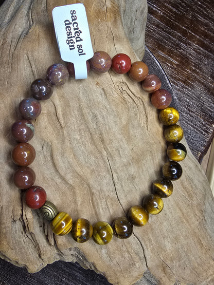 Tiger Eye + Indian Agate Men’s Gemstone Bracelet My Store