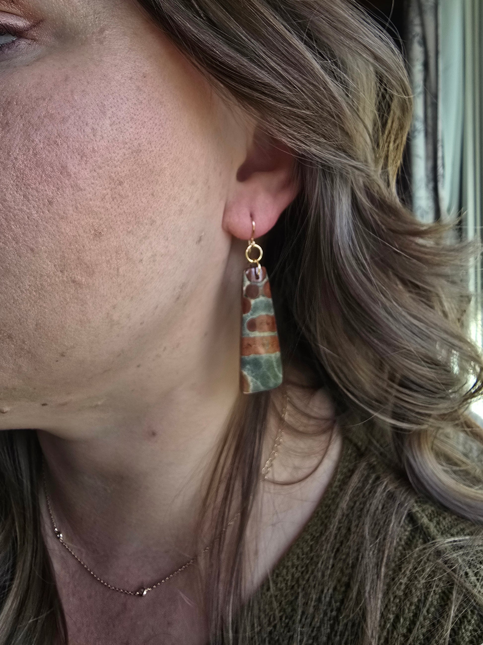 Peanut Jasper Earrings – Natural Orb Stone Drop Earrings Sacred Sol Design