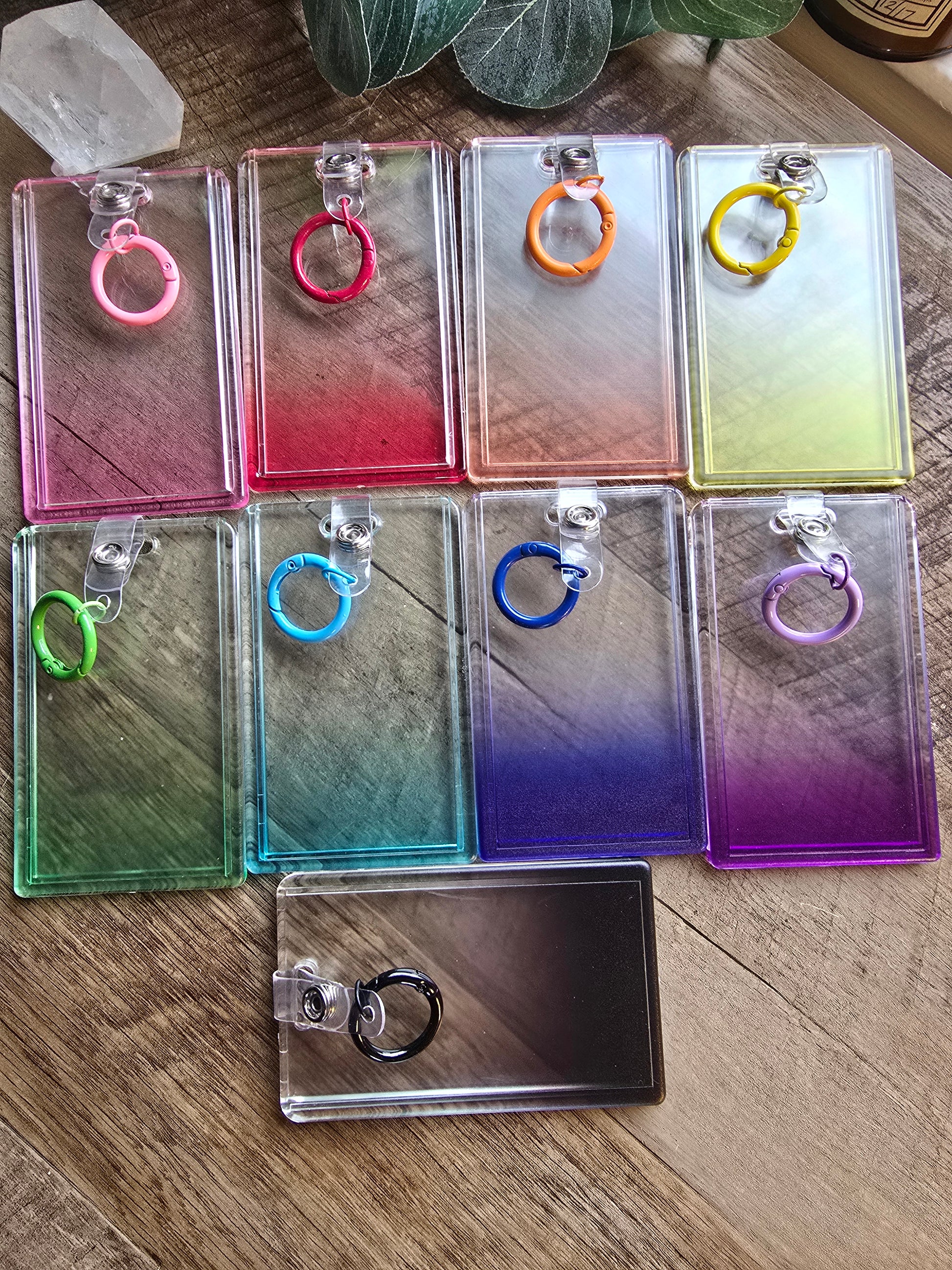 Gradient Acrylic Card Holder with Keychain Sacred Sol Design