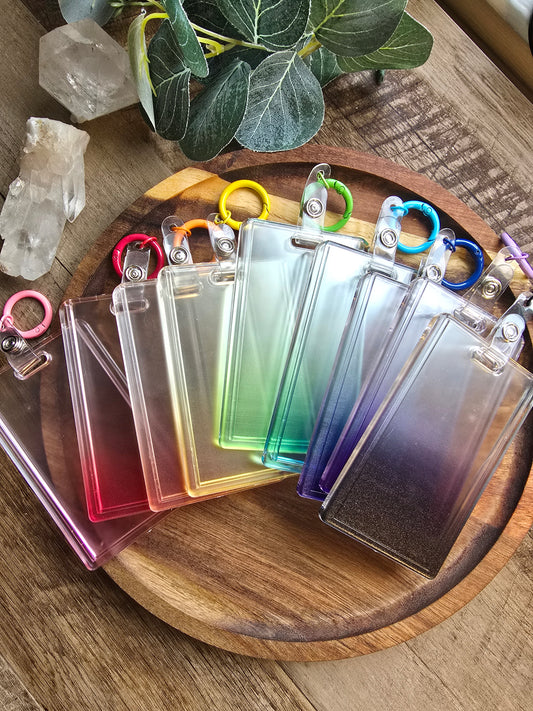 Gradient Acrylic Card Holder with Keychain Sacred Sol Design