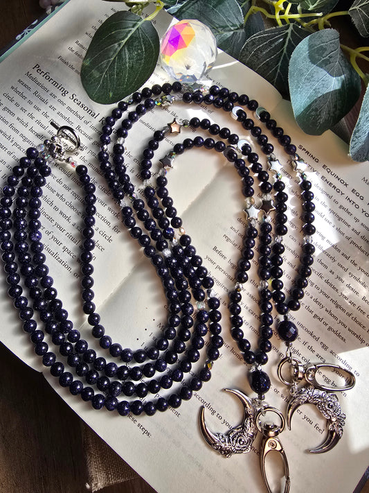 A Court of Starlight Lanyard - Blue Goldstone Celestial Charm My Store