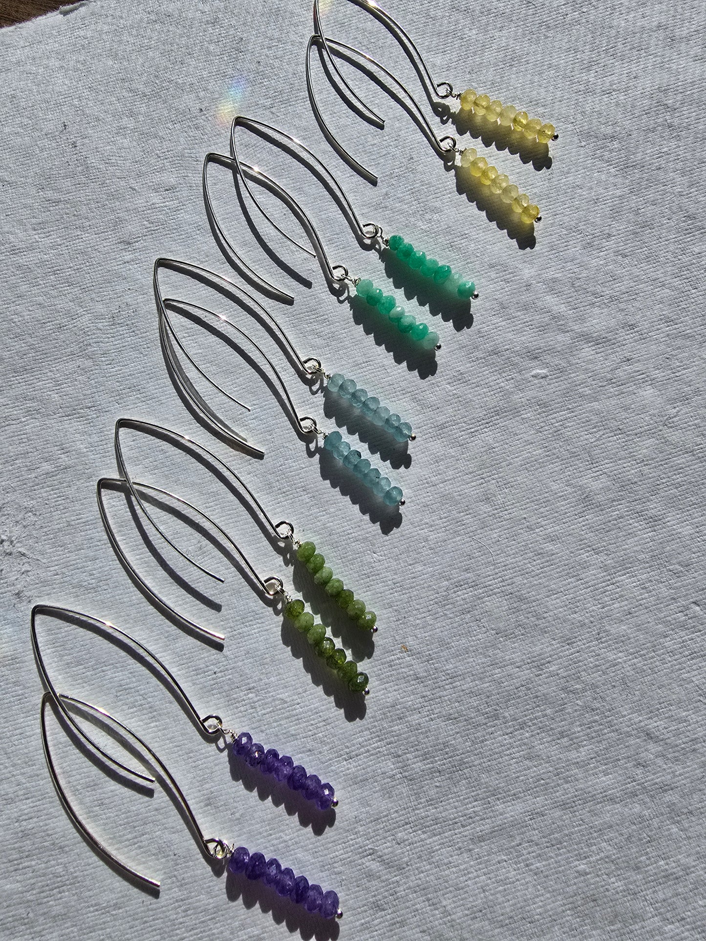 Faceted Gemstone & Silver Kidney Wire Dangles Sacred Sol Design