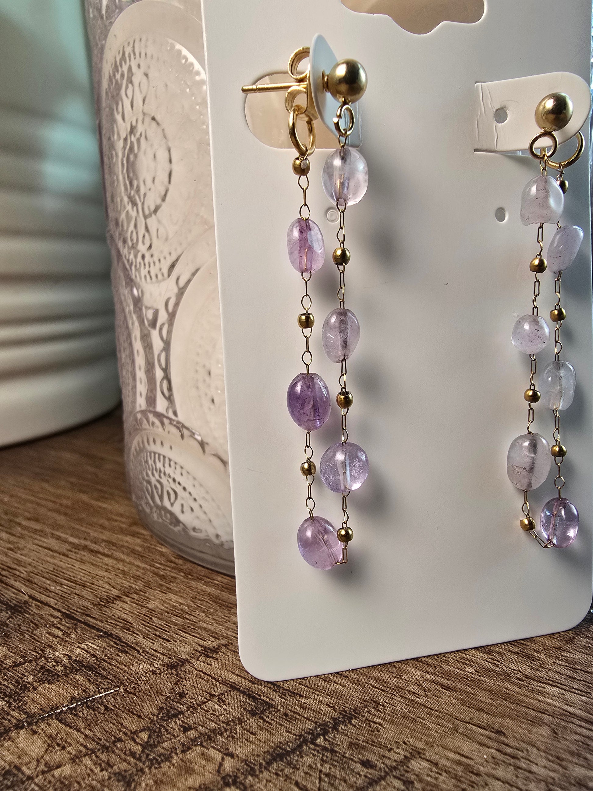 Amethyst Double Dangle Earrings Sacred Sol Design