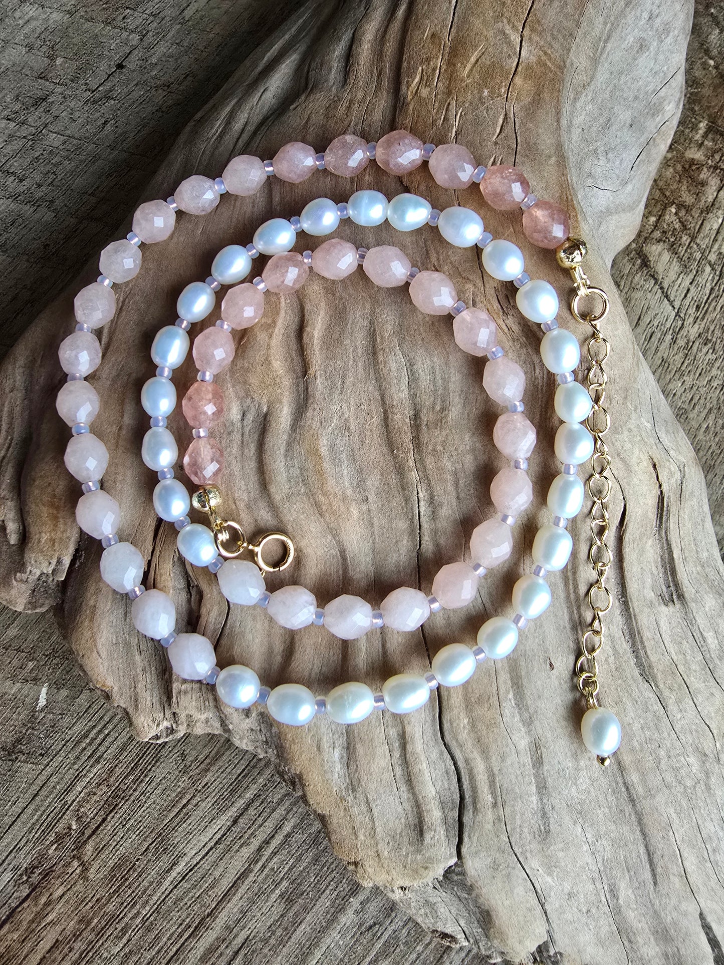 Sunstone and Pearl Necklace – Gold Filled – 18” + 2” Extender – Faceted Gemstone Necklace Sacred Sol Design