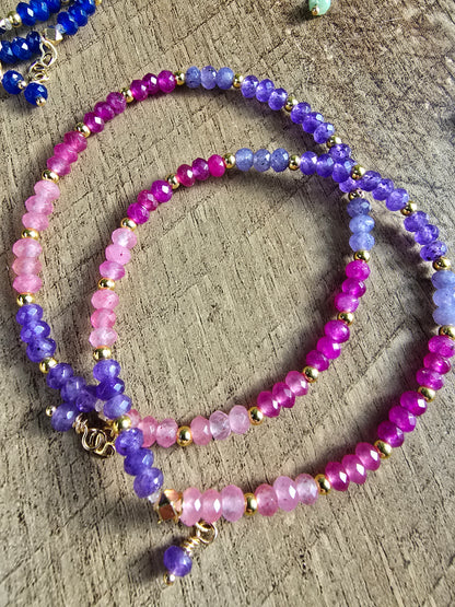 Rainbow Dainty Micro-Faceted Gemstone Collection Bracelet My Store