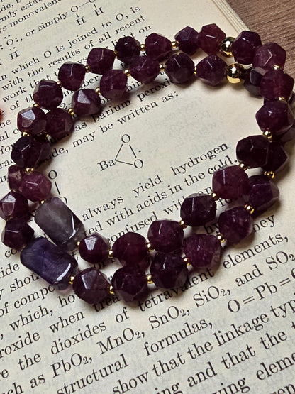 Gemstone Strech Bracelets - Plum Jade, Violet Jade, Amethyst, Chalcedony & Carnelian My Store