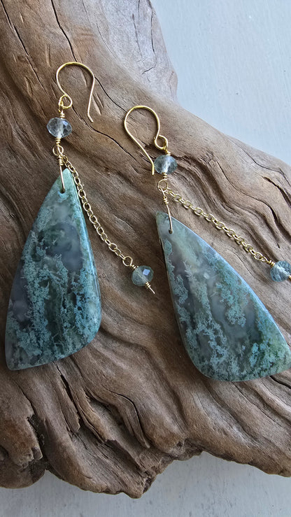 Moss Agate Statement Earrings Sacred Sol Design