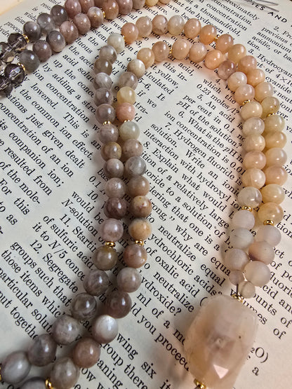 Custom for Amelia - Chocolate Moonstone & Smoky Quartz Glass beading Sacred Sol Design