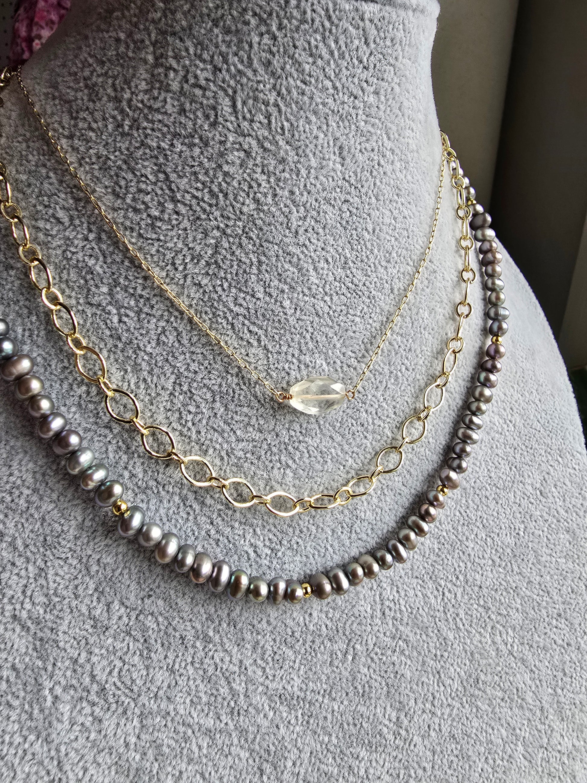 14k Gold Filled Layering Necklace – Minimalist Stacking Chain Sacred Sol Design