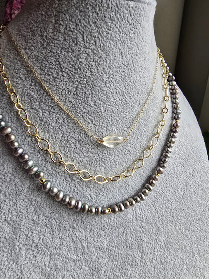 14k Gold Filled Layering Necklace – Minimalist Stacking Chain Sacred Sol Design