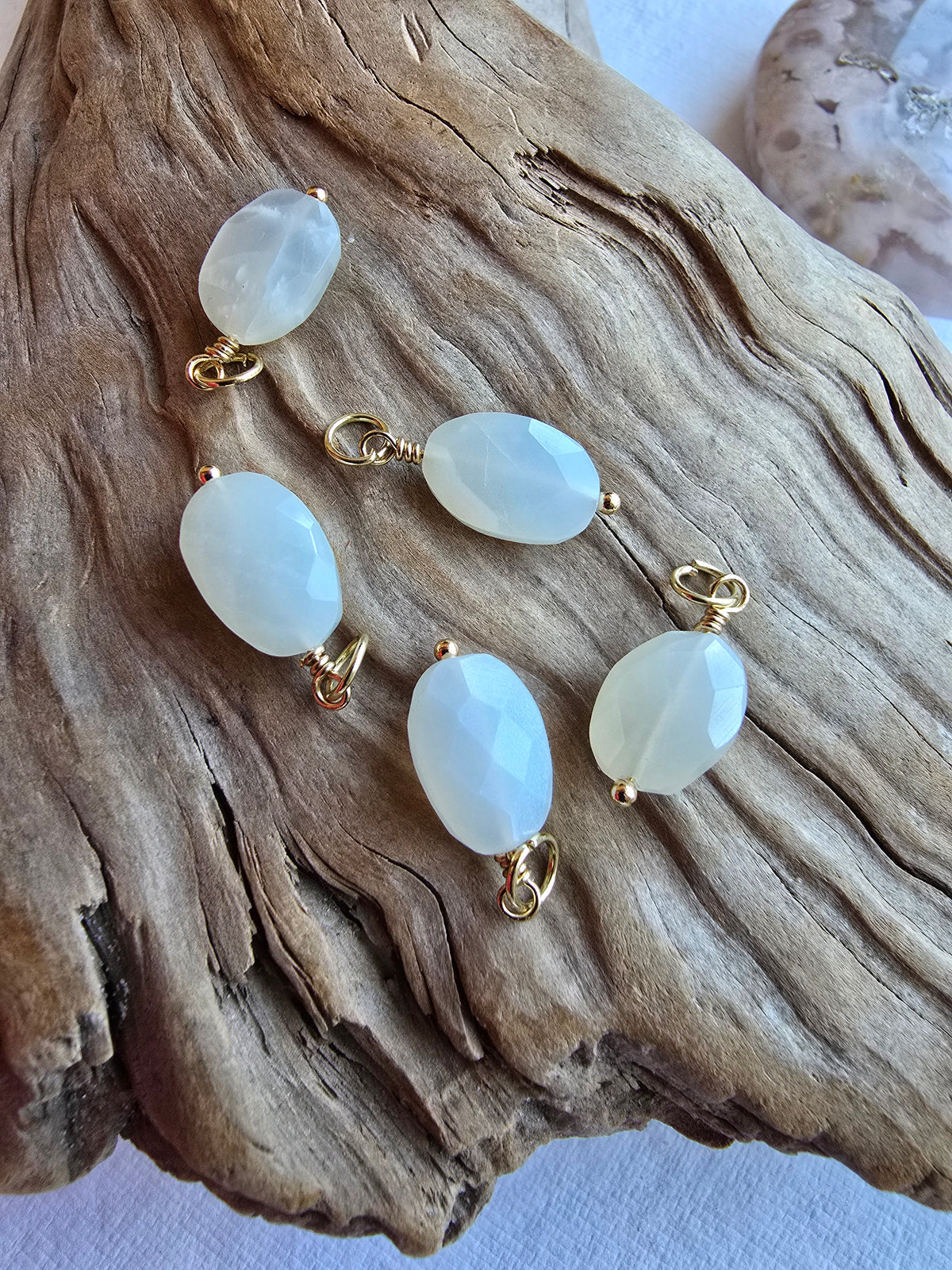 Faceted Moonstone Drop Charm Sacred Sol Design