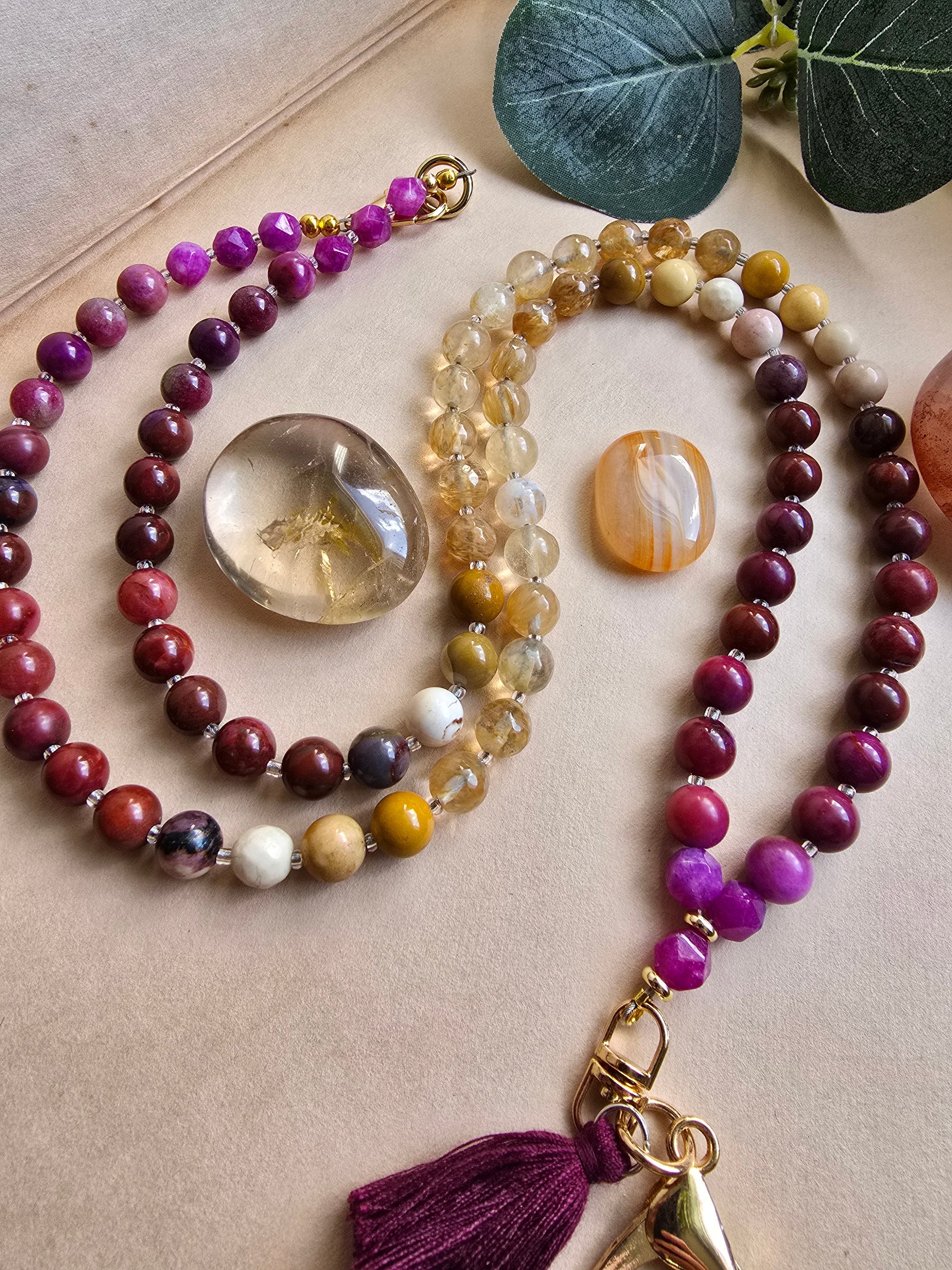 Sunset Bloom Mala Style Lanyard Sacred Sol Design