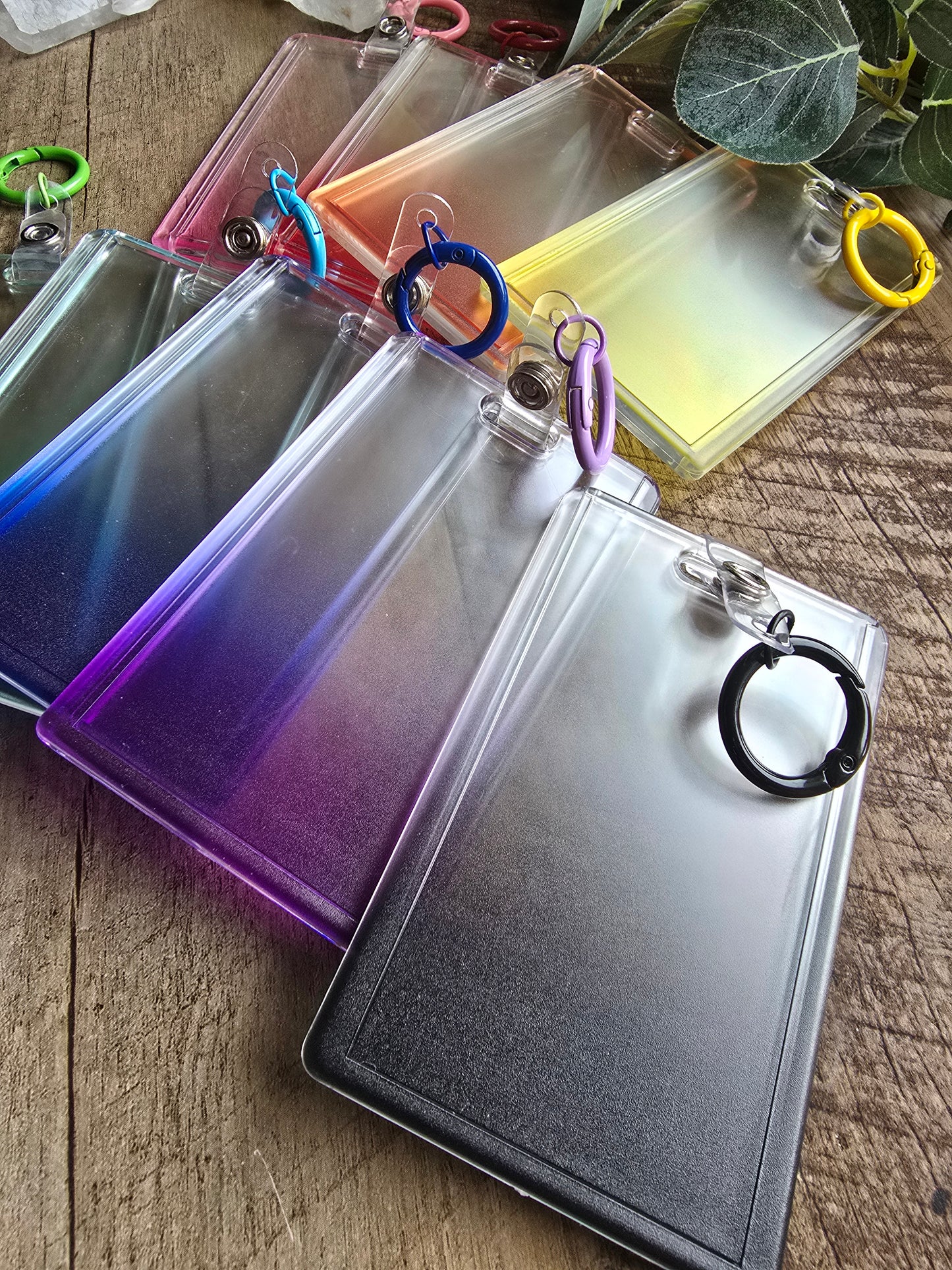 Gradient Acrylic Card Holder with Keychain Sacred Sol Design