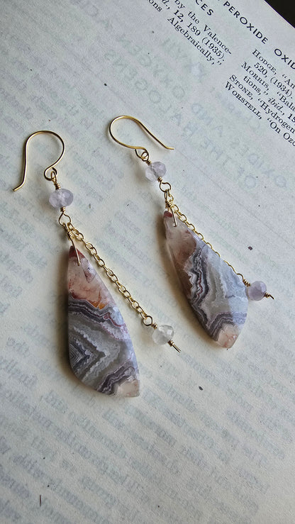 Painted Canyon Statement Earrings | Crazy Lace Agate & Fluorite Sacred Sol Design