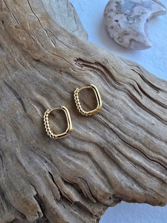 Modern Beaded Hoops (15.5 × 13 MM) Sacred Sol Design