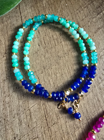 Rainbow Dainty Micro-Faceted Gemstone Collection Bracelet My Store