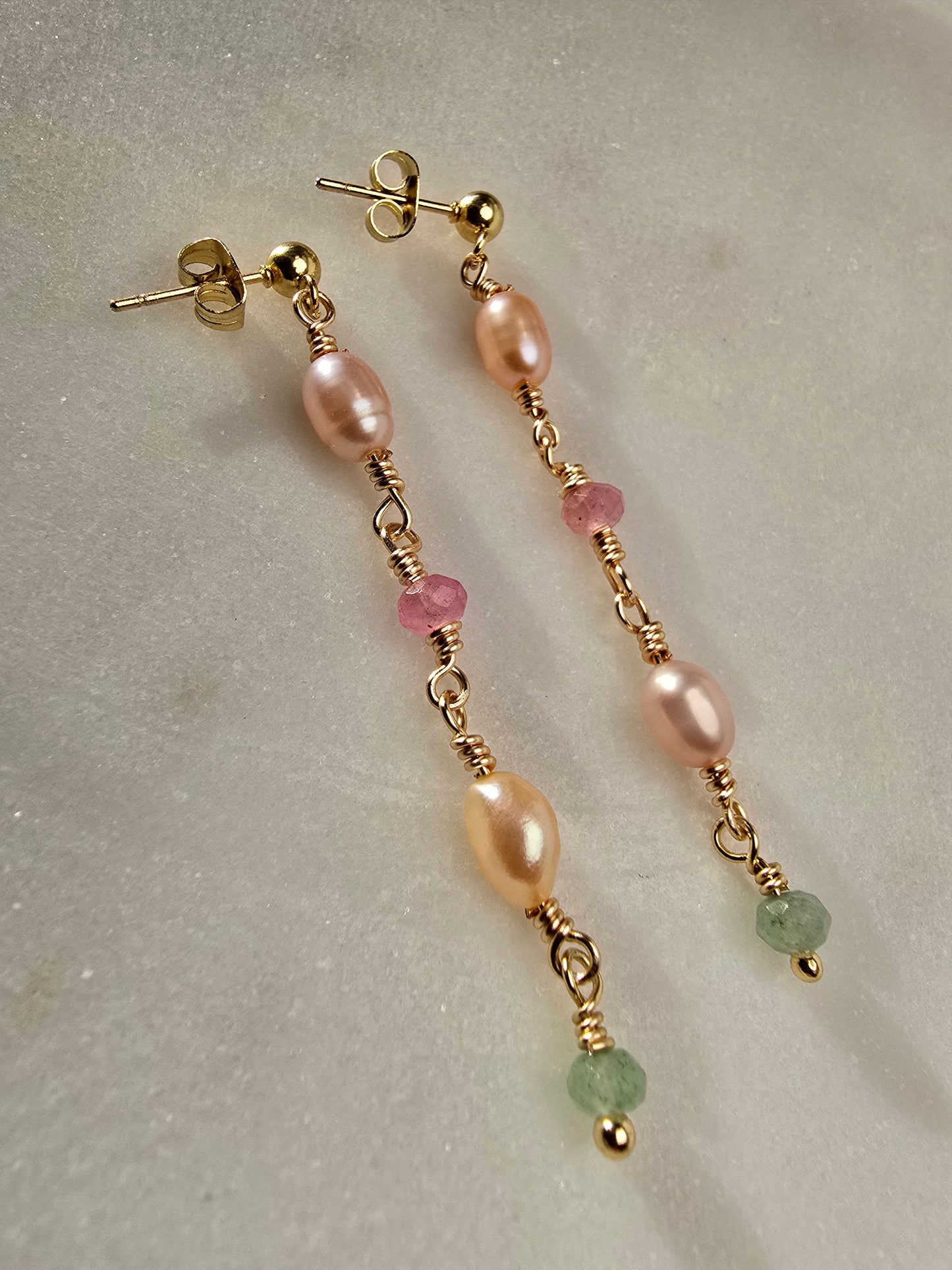 Pastel Pearl & Gemstone Dangle Earrings Sacred Sol Design