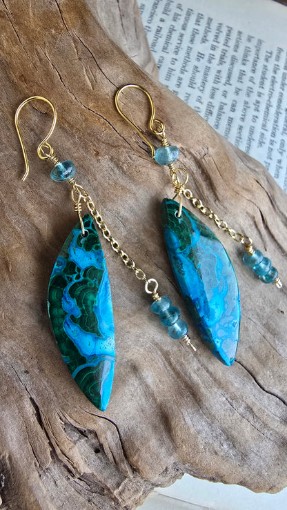 Chrysocolla & Malachite Statement Earrings Sacred Sol Design