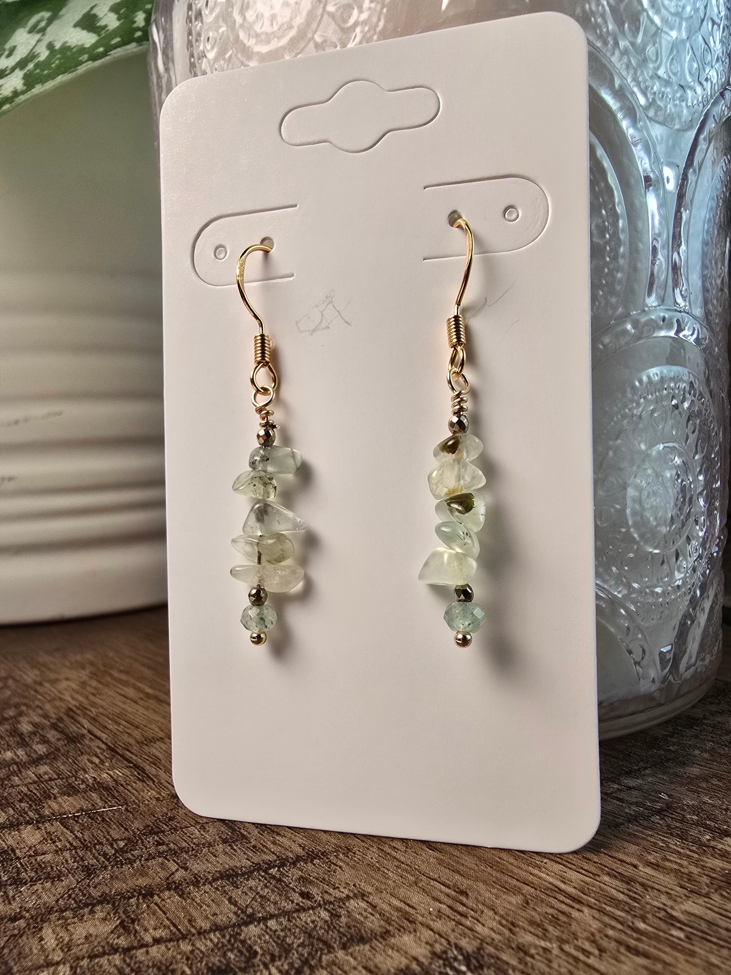 Prehnite & Hematite Drop Earrings Sacred Sol Design