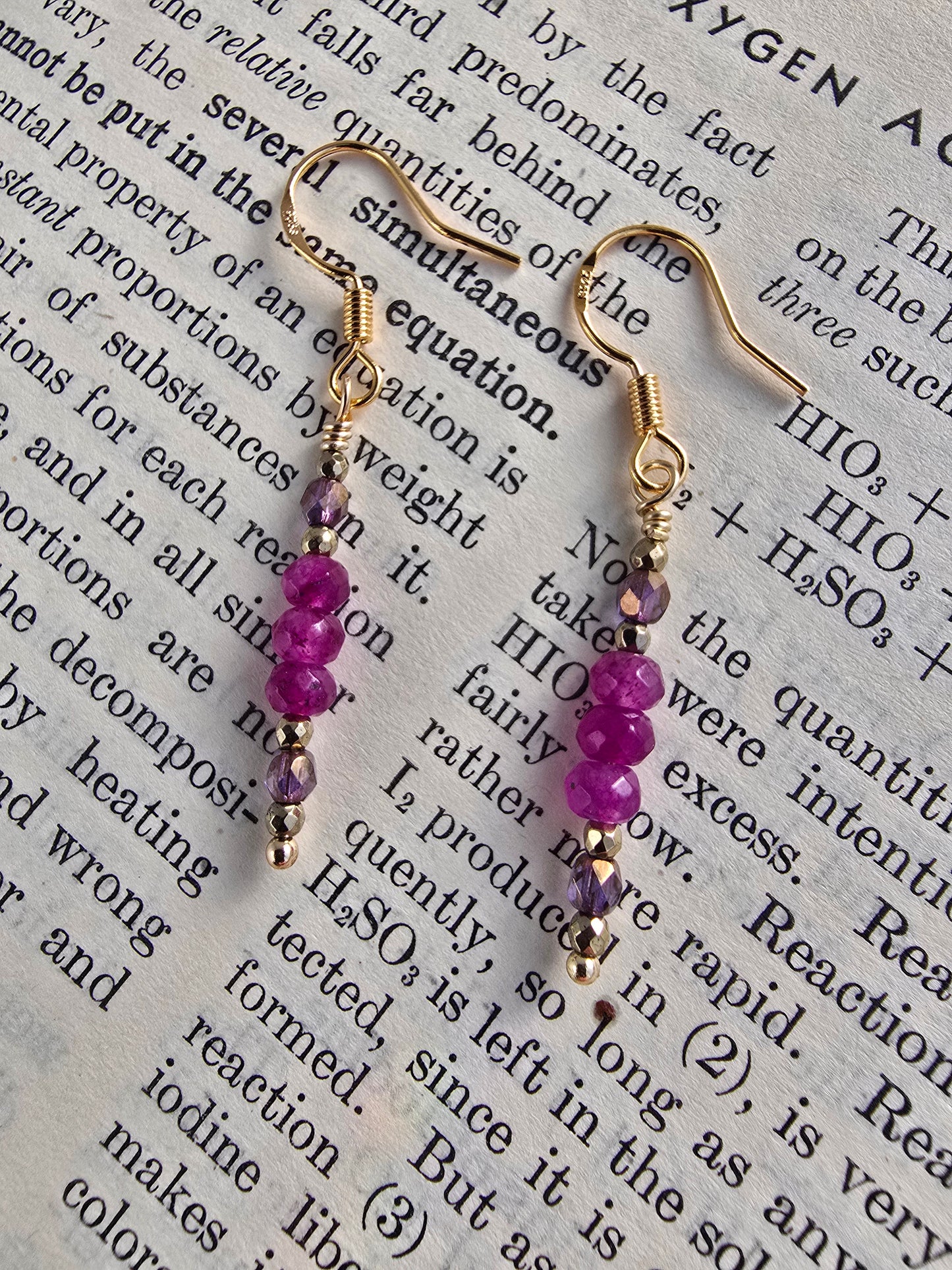 Fuchsia Jade & Gold Drop Earrings Sacred Sol Design