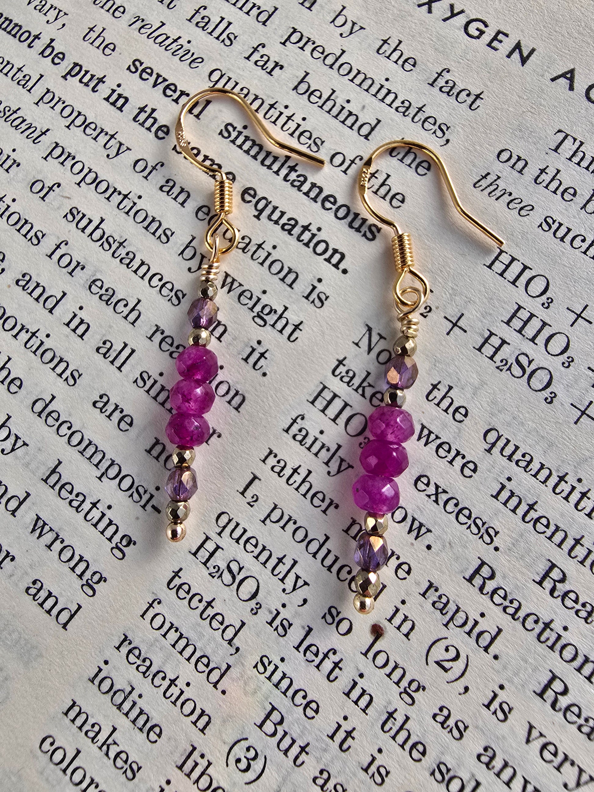 Fuchsia Jade & Gold Drop Earrings Sacred Sol Design