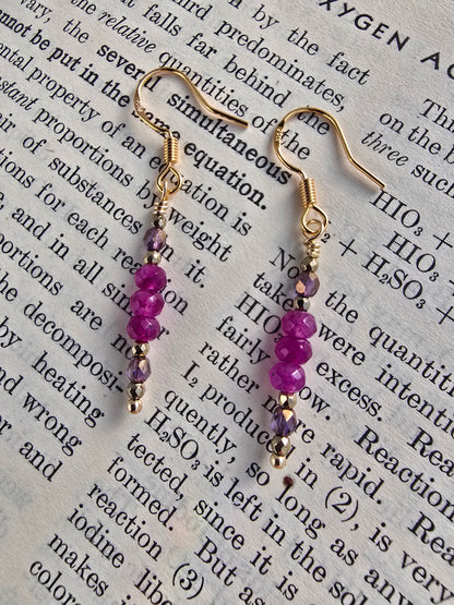 Fuchsia Jade & Gold Drop Earrings Sacred Sol Design