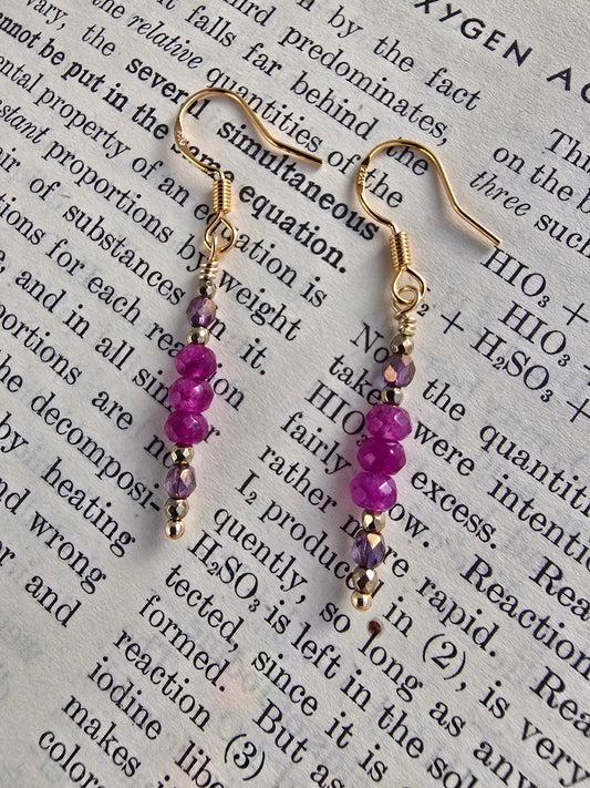 Fuchsia Jade & Gold Drop Earrings Sacred Sol Design