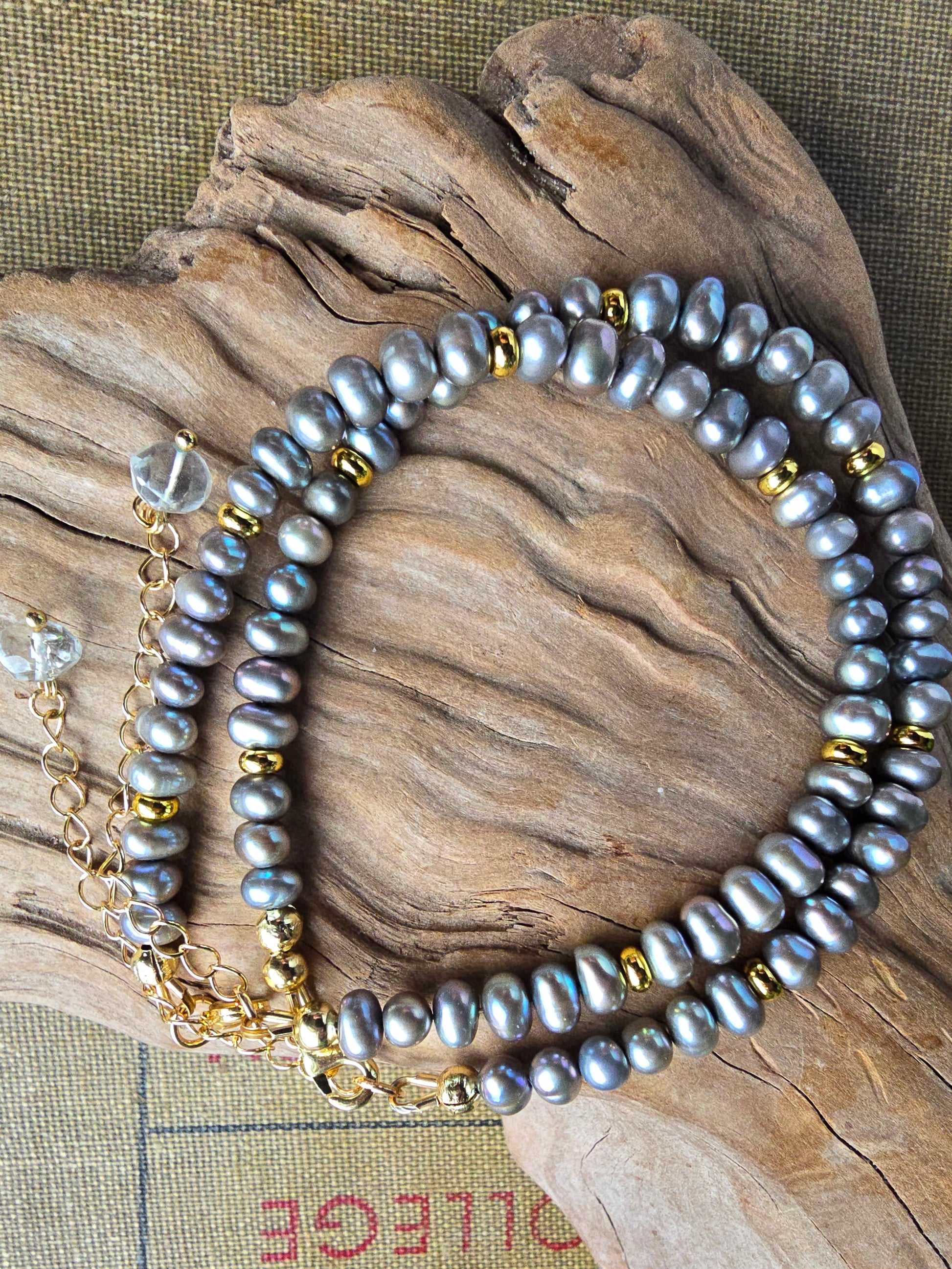 Gold Filled Pearl Bracelet with Gemstone Charm Extender | Everyday Pearl Jewelry My Store