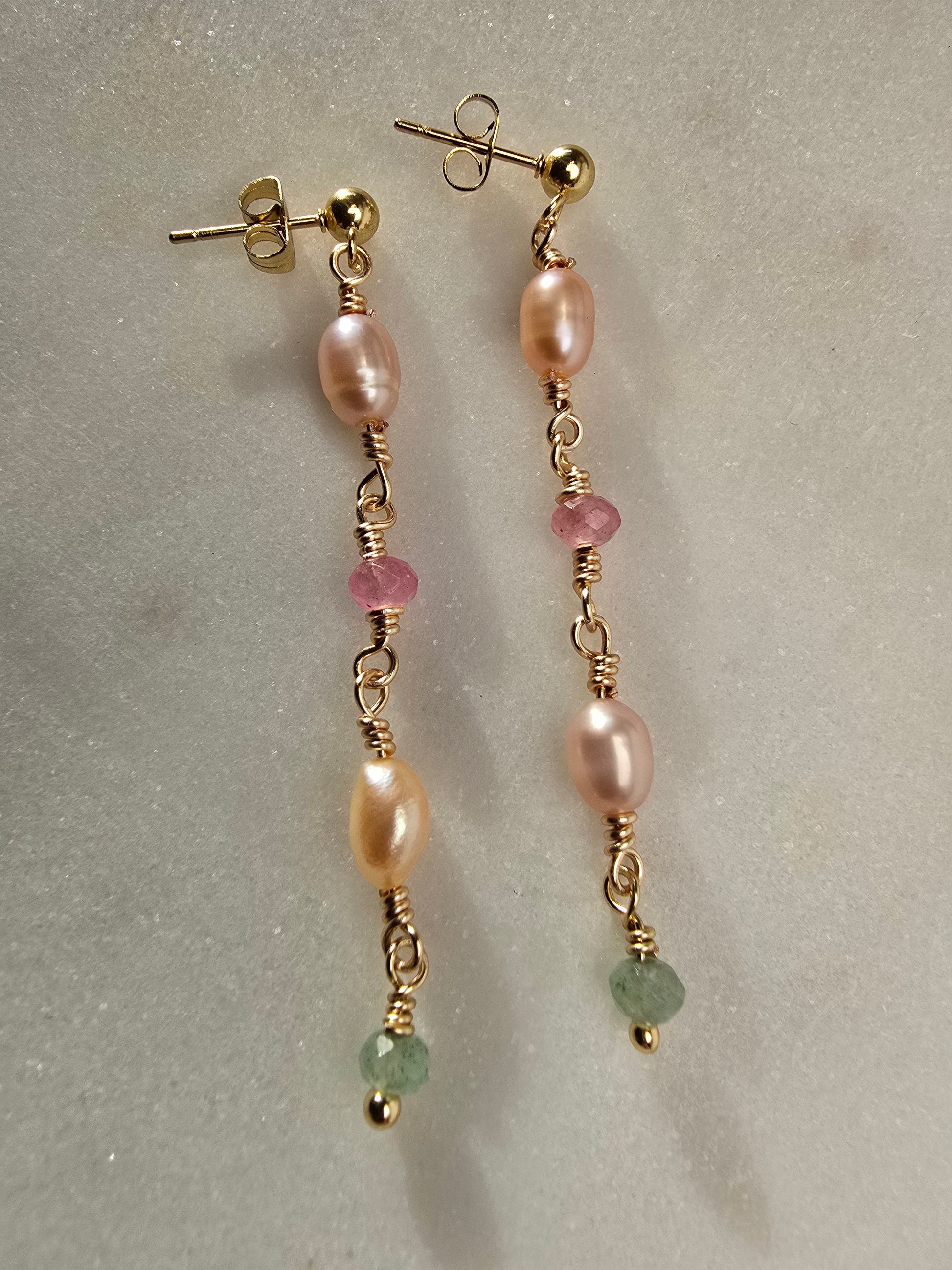 Pastel Pearl & Gemstone Dangle Earrings Sacred Sol Design