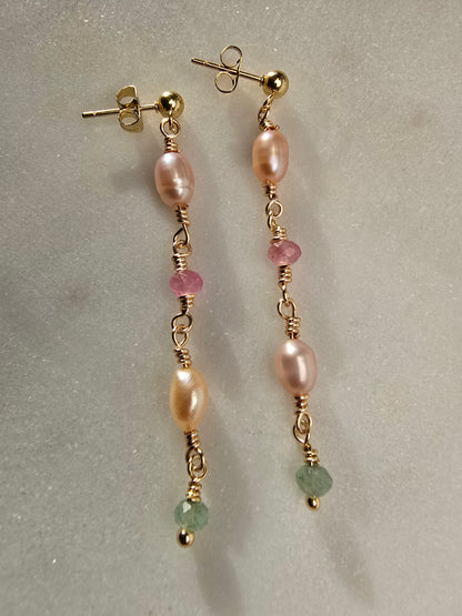 Pastel Pearl & Gemstone Dangle Earrings Sacred Sol Design