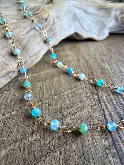 Kaleidoscope - Tide 4MM 20.5" Hand Wired Rondelle Necklace Sacred Sol Design