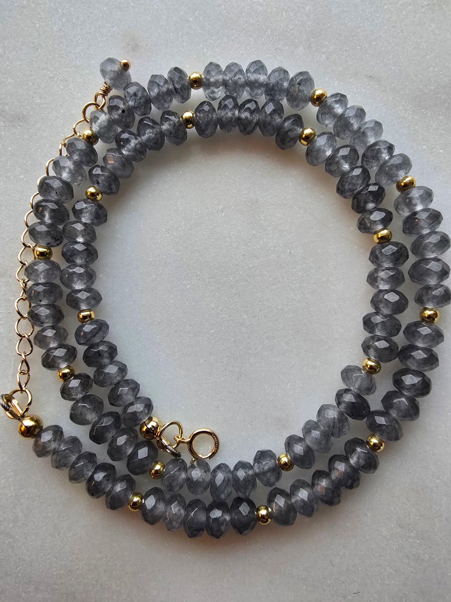 Grey Jade Necklace – Gold Plated Gemstone Layering Necklace Sacred Sol Design