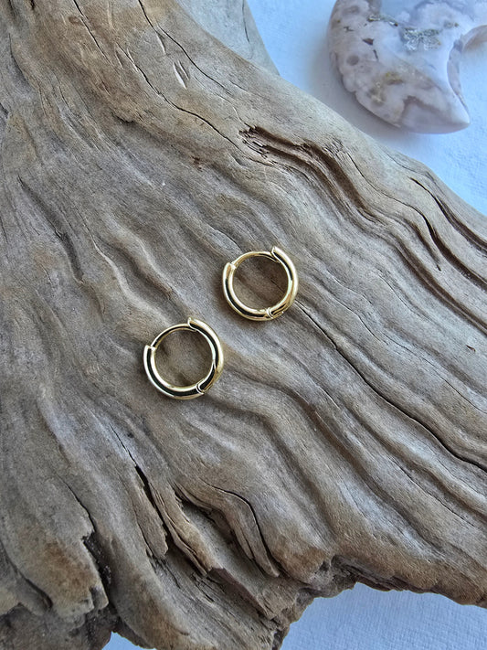 Small Gold Huggie Hoops (13MM) Sacred Sol Design