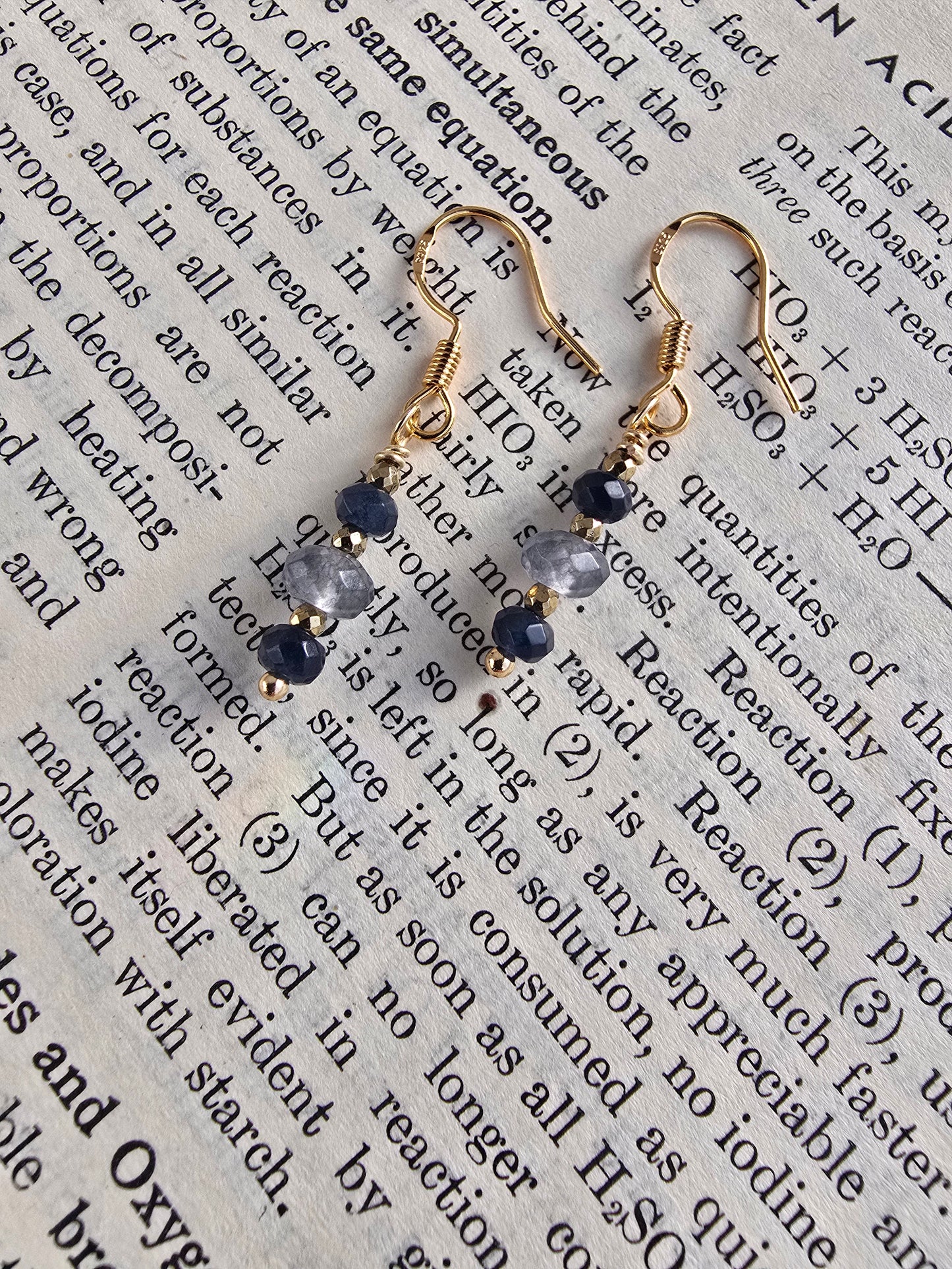 Navy Blue & Gold Mini Drop Earrings Sacred Sol Design