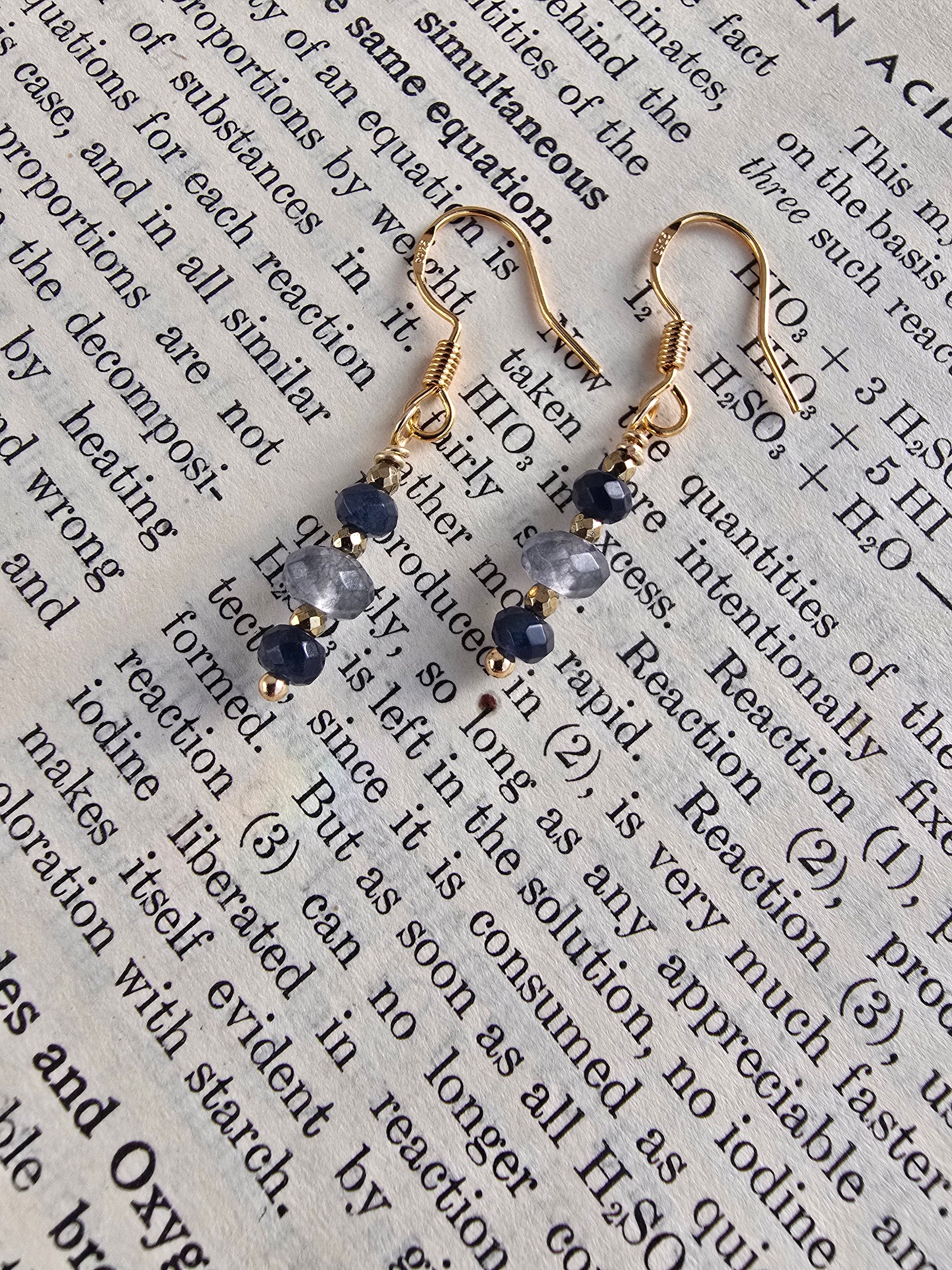 Navy Blue & Gold Mini Drop Earrings Sacred Sol Design