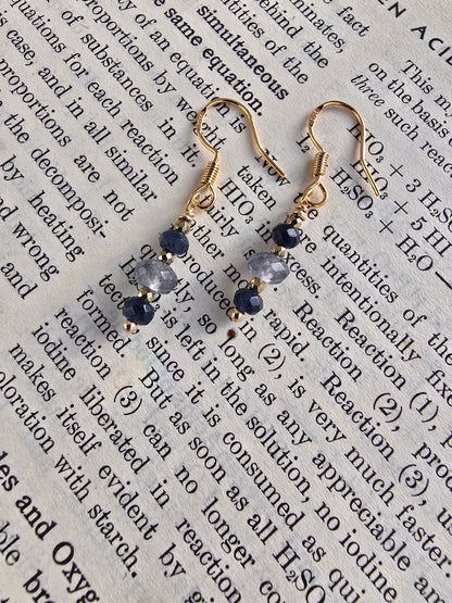 Navy Blue & Gold Mini Drop Earrings Sacred Sol Design