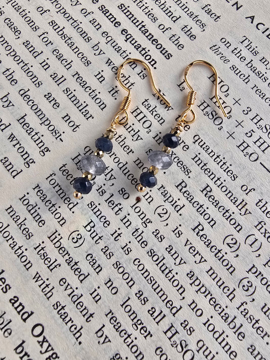 Navy Blue & Gold Mini Drop Earrings Sacred Sol Design