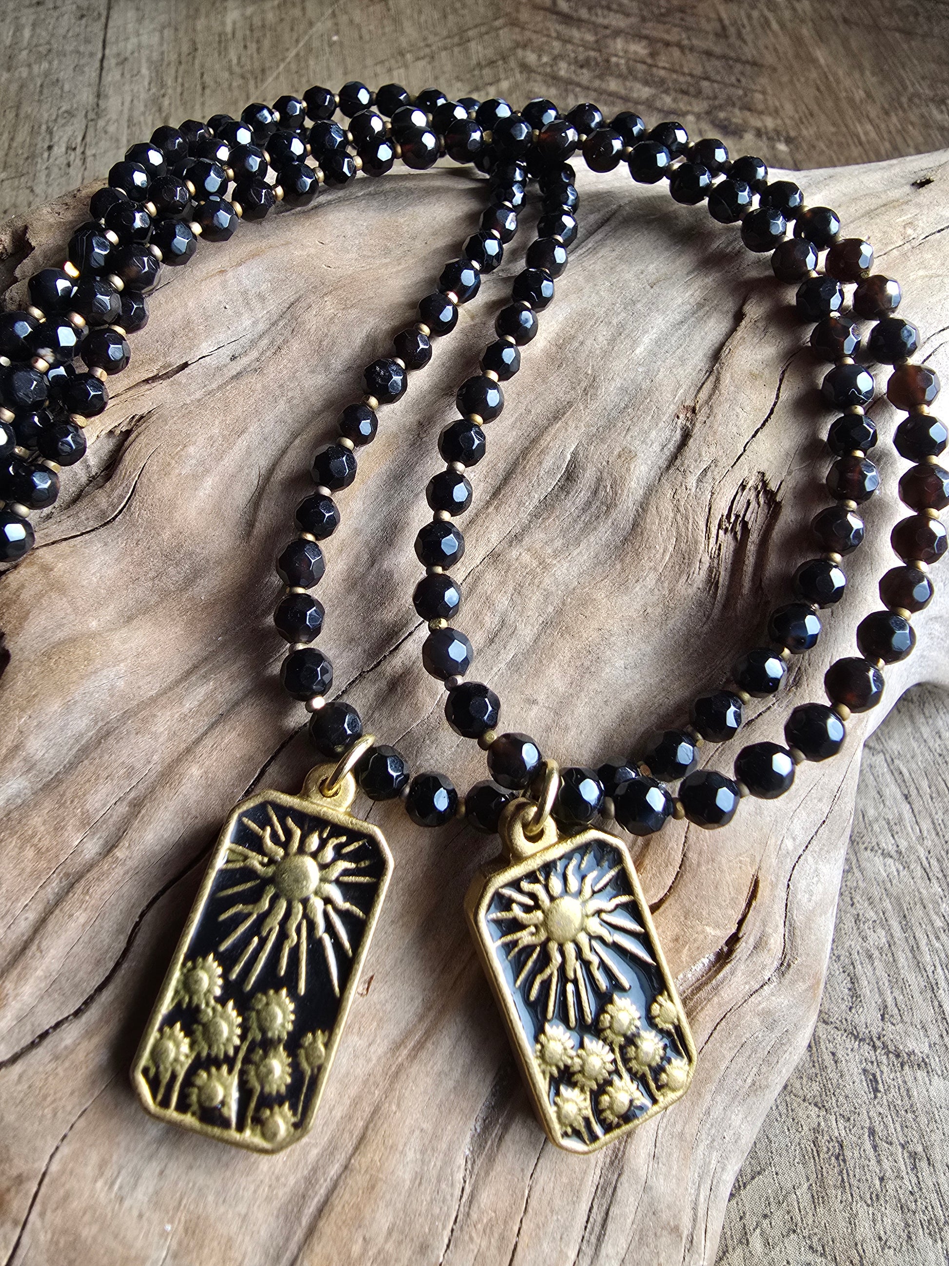Black Agate Necklace Sacred Sol Design
