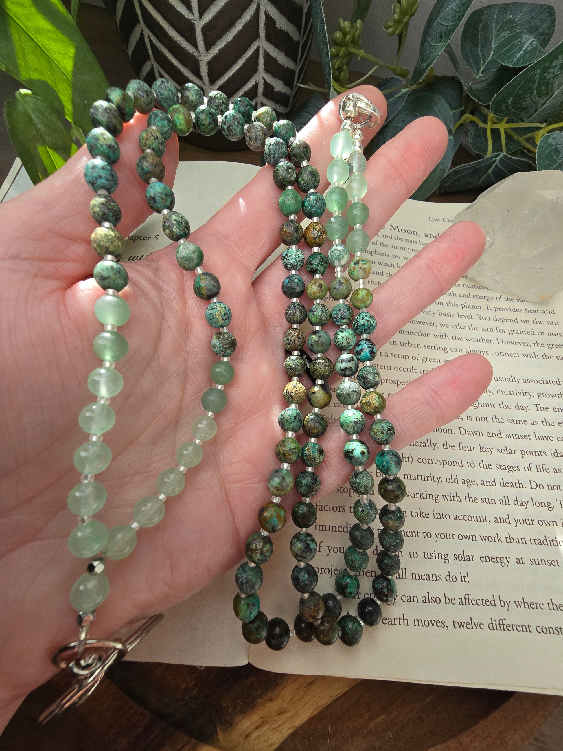 Mint Jade, Aventurine, and African Turquoise Lanyard Sacred Sol Design