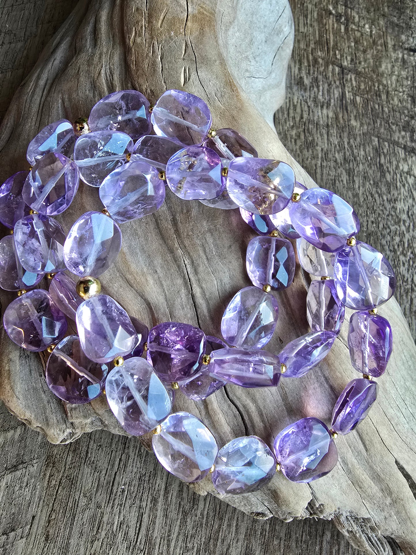 Faceted Amethyst Bracelet, Gold Filled Beaded Bracelet, Handmade Gemstone Bracelet, 7 Inch Statement Bracelet My Store