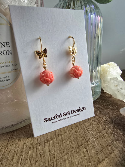 Whimsical Carved Flower & Butterfly Drops Sacred Sol Design